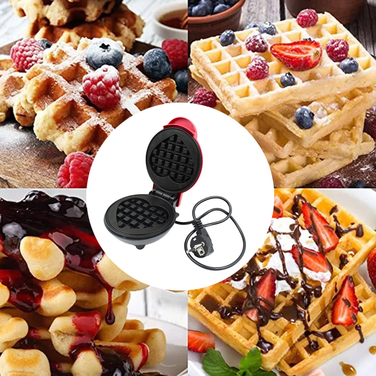 Mini Waffle Maker Machine Waffle Iron Home Appliances Kitchen Gift Easy To Clean, On-Stick Surfaces, Perfect Breakfast, Dessert, Sandwich, Pan Cakes, Paninis / Other Snacks Machine - Discount Karo