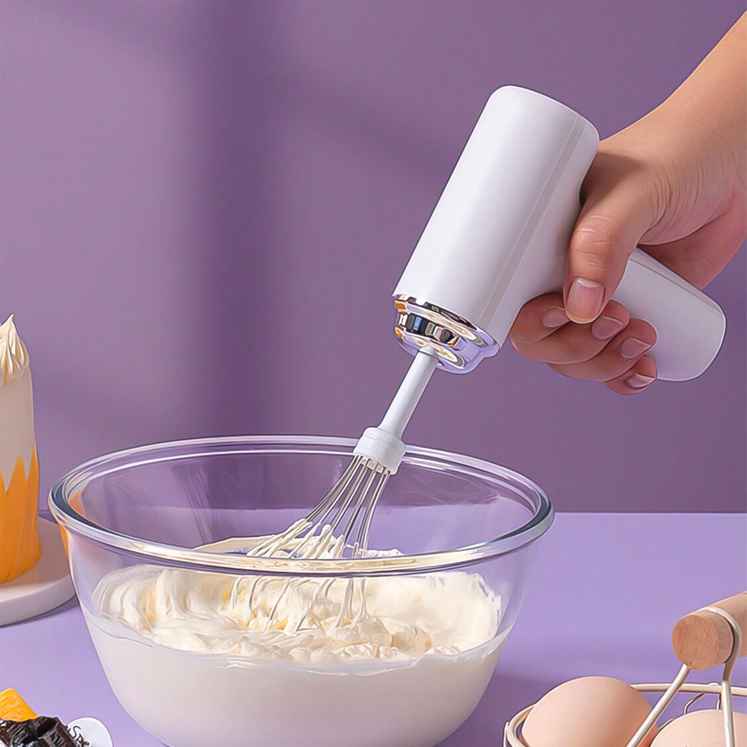 Wireless Hand Mixer, Charging Handheld  2pc portable Whisk Mini High Power Beater Baking Hand Held Mixer, Portable Kitchen Blender. - Discount Karo