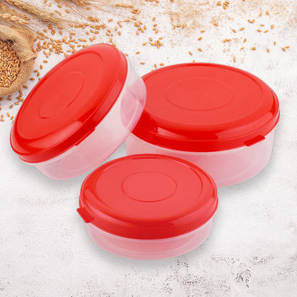 Heavy Plastic Material Stackable & Reusable Classic Round Plastic Big Storage Container Box For Kitchen & Home Organization (PACK OF 3) - Discount Karo