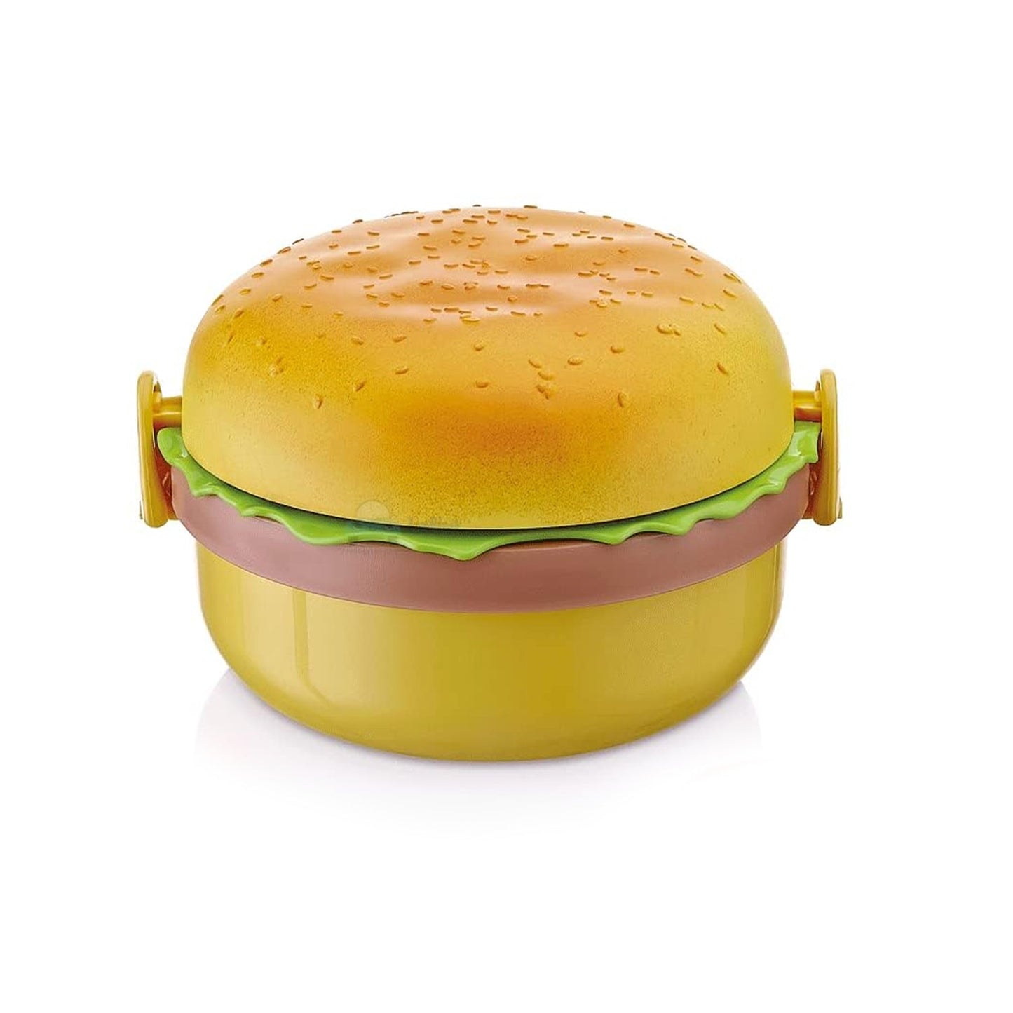 Burger Shape Lunch Box Plastic Lunch Box Food Container Sets Double Layer Lunchbox 1000ml With 2 Spoon Applicable to Kids and Elementary School Students - Discount Karo