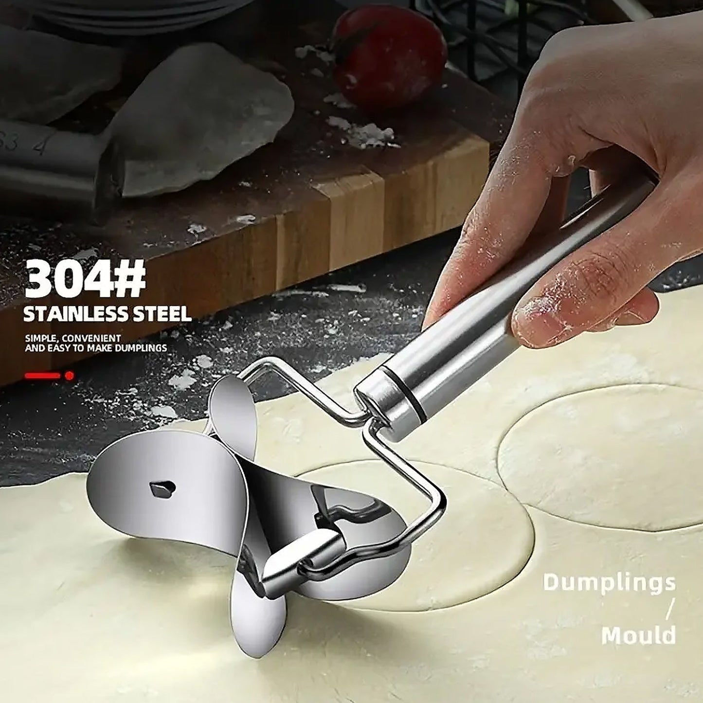 Multifunctional Easy and Fast Stainless Steel Puri cutter roller Machine with Handle for Home Baking Tools for Women, Dough Circle Roller Cutter for Kitchen (1 pc) - Discount Karo