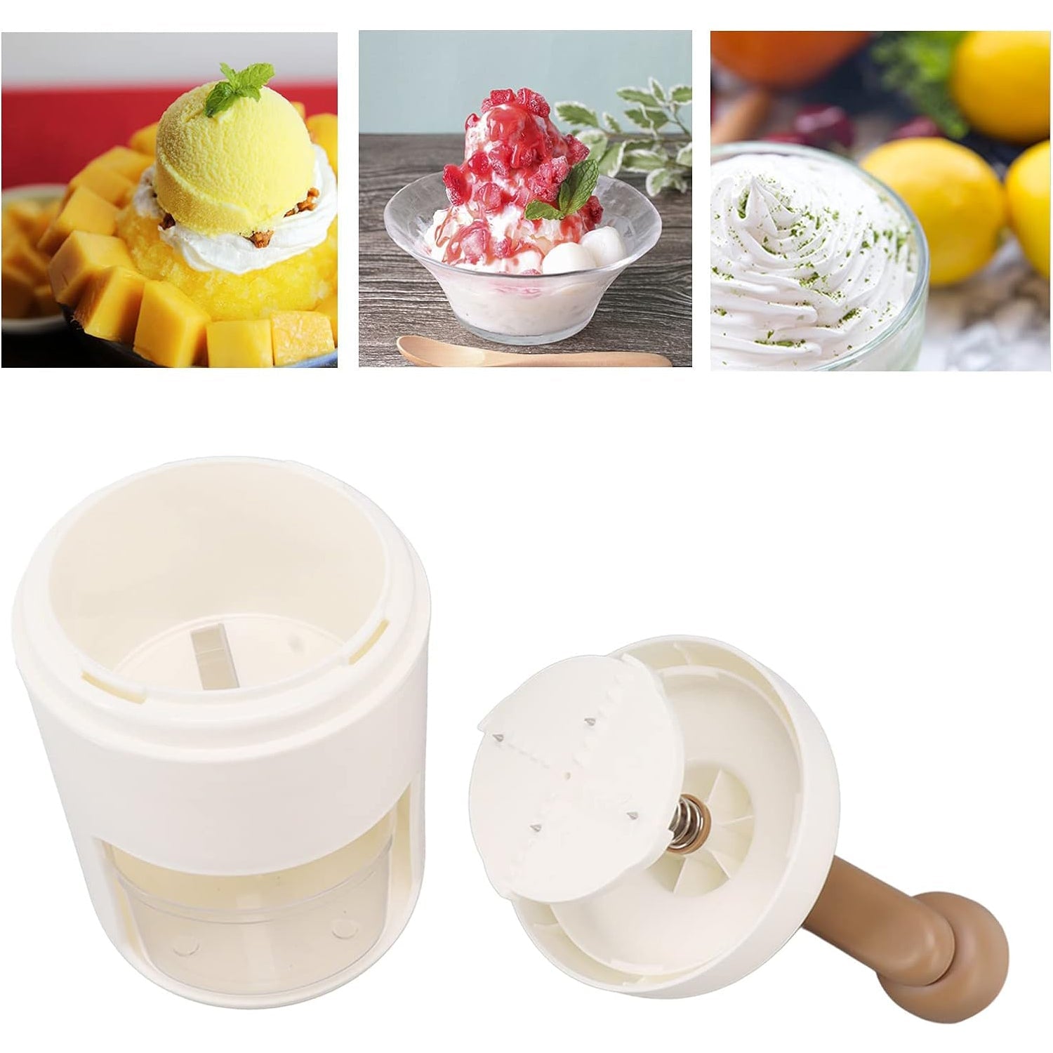 Portable Gola Maker Ice Crusher and Shaved Ice Machine, Hand Shaved Ice Machine Manual Fruit Smoothie Machine Mini Household Ice Shaver Small Ice Crusher - Discount Karo