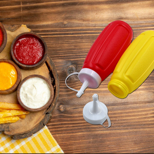 Plastic Squeeze Bottle Ketchup Mustard Honey Sauce Dispenser Bottle ( 2 Pc Set ) - Discount Karo