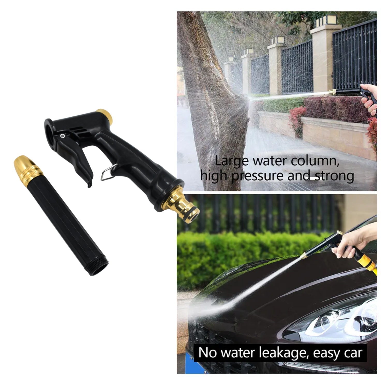 Plastic Body, Metal Trigger & Brass Nozzle Water Spray Gun For Water Pipe | Non-Slip | Comfortable Grip | Multiple Spray Modes | Ideal Pipe Nozzle For Car Wash, Gardening,& Other Uses - Discount Karo