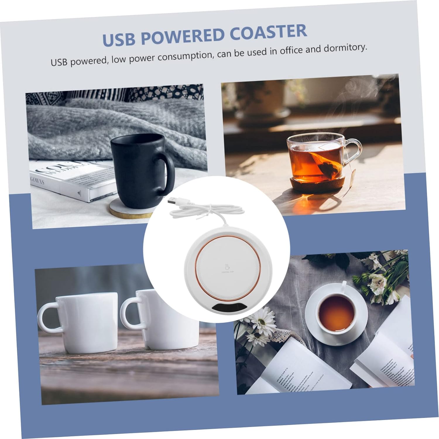 USB Warm Coaster Heated Coffee Mug Portable Office Desk Portable Cup, Heater Coffee Mug Warmer Electric Cup Warmer (1 Pc) - Discount Karo