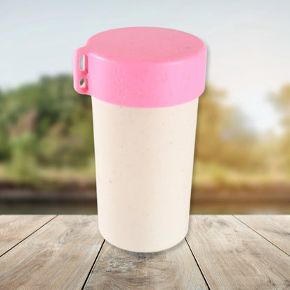 Travel Coffee Cup Portable Water Bottle Wheat Straw Coffee Tea Mug Coffee Mug with Lids for Coffee Tea (300 ML Approx) - Discount Karo