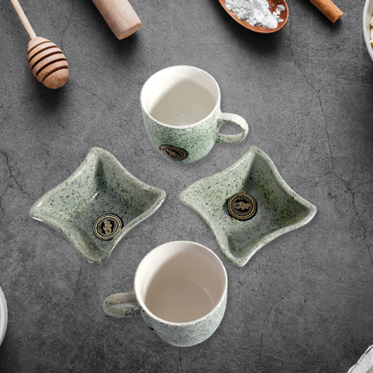 Ceramic Tea / cups / Mug Set Including Snacks / Serving Bowl Milk Cup, Coffee Cup, Tea Cup, Breakfast Cup, Drinking Mug or Outdoor for Household, Gift for Birthday, Wedding Party (4 Pcs set) - Discount Karo