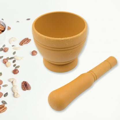 Mortar and Pestle Set for Spices, Okhli Masher, Khalbatta, Kharal, Mixer, Natural & Traditional Grinder and Musal, Well Design for Kitchen, Home, Herb - Discount Karo