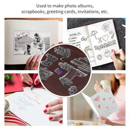 Reusable Rubber Stamp, TPR Stamp DIY Accessories Good Stamping Effect DIY Transparent Stamp Stick Repeatedly for Envelope for Diary for Invitation Letter, Photo Album Decoration for Paper Crafts (Mix Design / 1 Set) - Discount Karo