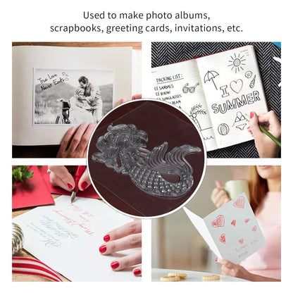 Reusable Rubber Stamp, TPR Stamp DIY Accessories Good Stamping Effect DIY Transparent Stamp Stick Repeatedly for Envelope for Diary for Invitation Letter, Photo Album Decoration for Paper Crafts (Mix Design / 1 Set) - Discount Karo