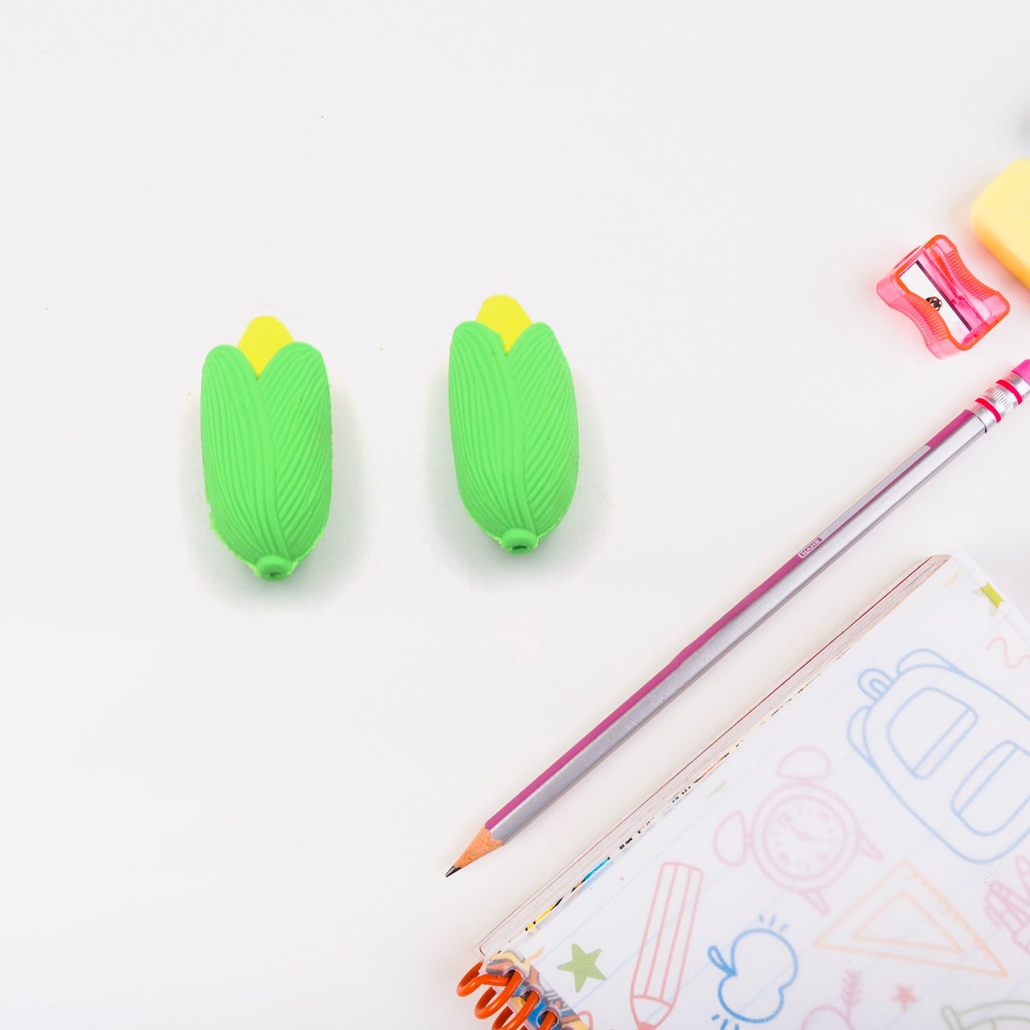 Corn Shape School Eraser High Qulaity ( 2 Pc Set ) - Discount Karo