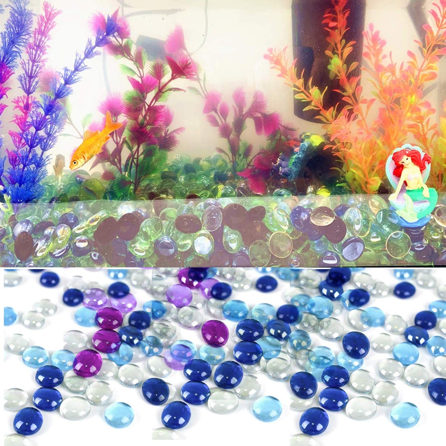 4980 Glass Gem Stone, Flat Round Marbles Pebbles for Vase Fillers, AttrDraft pebbles for Aquarium Fish Tank. 