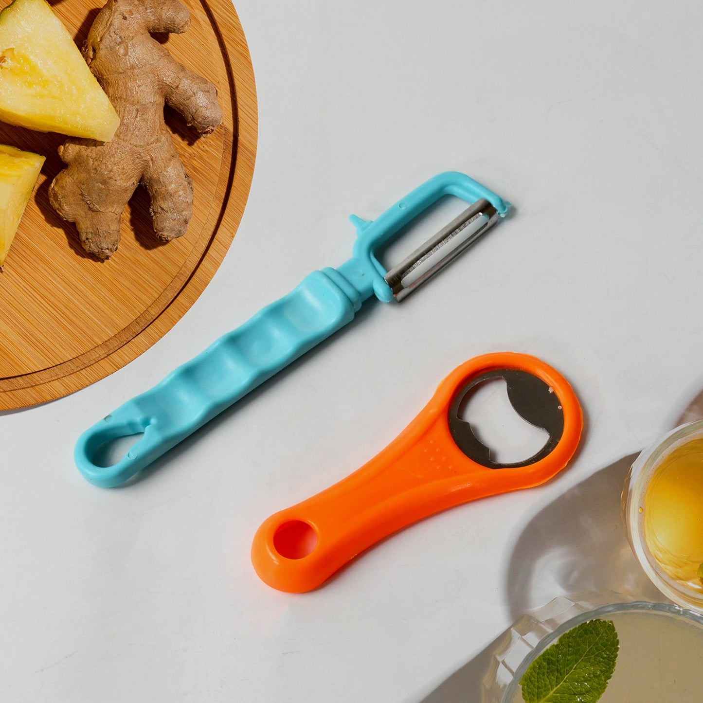 Vegetable Fruit Peelers Slicer & Bottle Opener, Kitchen Peeler For Veggie Fruit Potato Carrot, Bottle Opener With Plastic Handle Bottle Openers Wine Bottle Opener Cold Drink Bottle Opener (2Pc) - Discount Karo