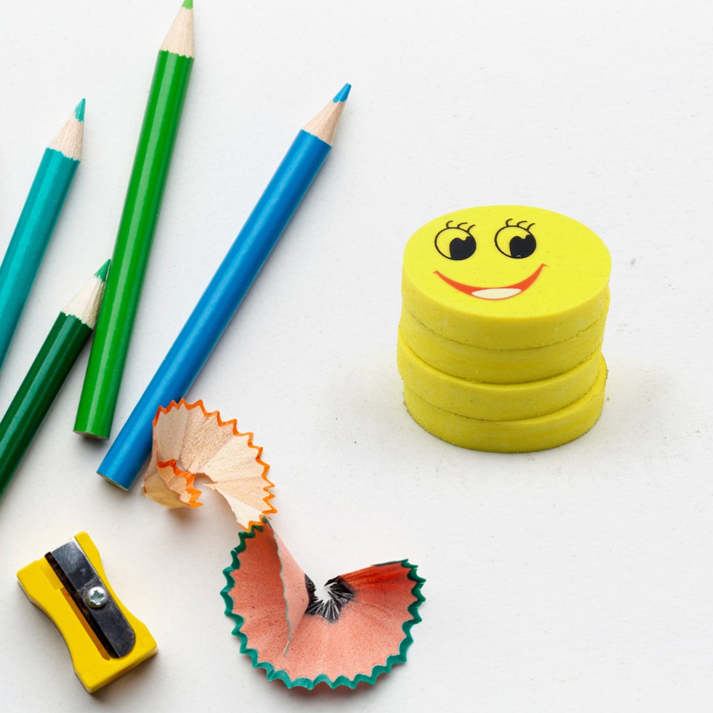 Cute Smile Emoji Erasers, Cute Smile Face Rubber Eraser Dentist Dental Clinic School Kid for School Going Kids/Birthday Party Return Gift Set (4pc Set) - Discount Karo