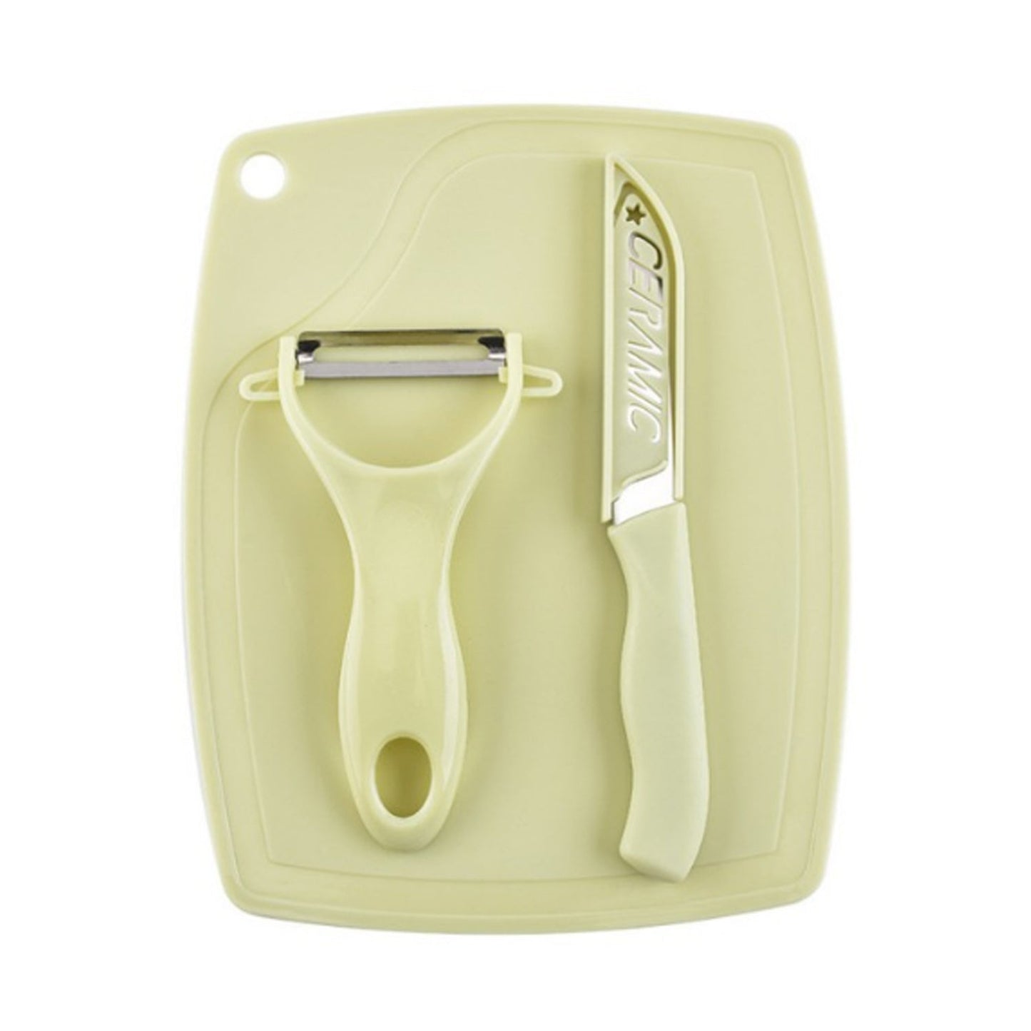 Plastic Kitchen Peeler - Green & Classic Stainless Steel 3-Piece Knife Set Combo - Discount Karo