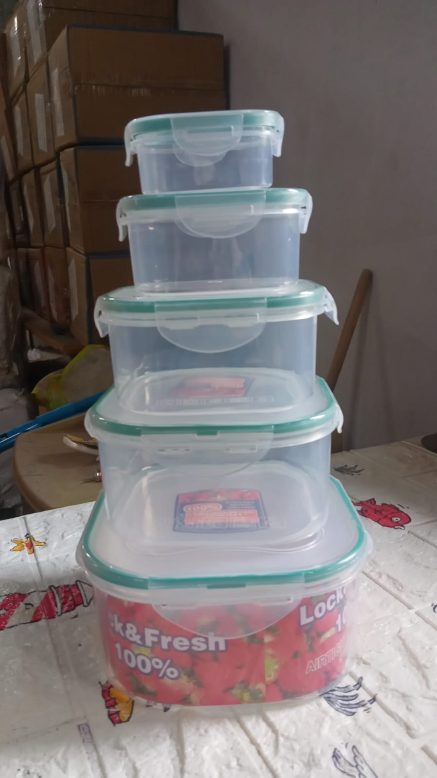 Kitchen Containers Set, Fridge Storage Boxes, Plastic Containers for Kitchen Organizer, Kitchen Accessories Items for Storage Organizer, Snap-Seal (lunch box/storage organizer) (5 Ps Set) - Discount Karo