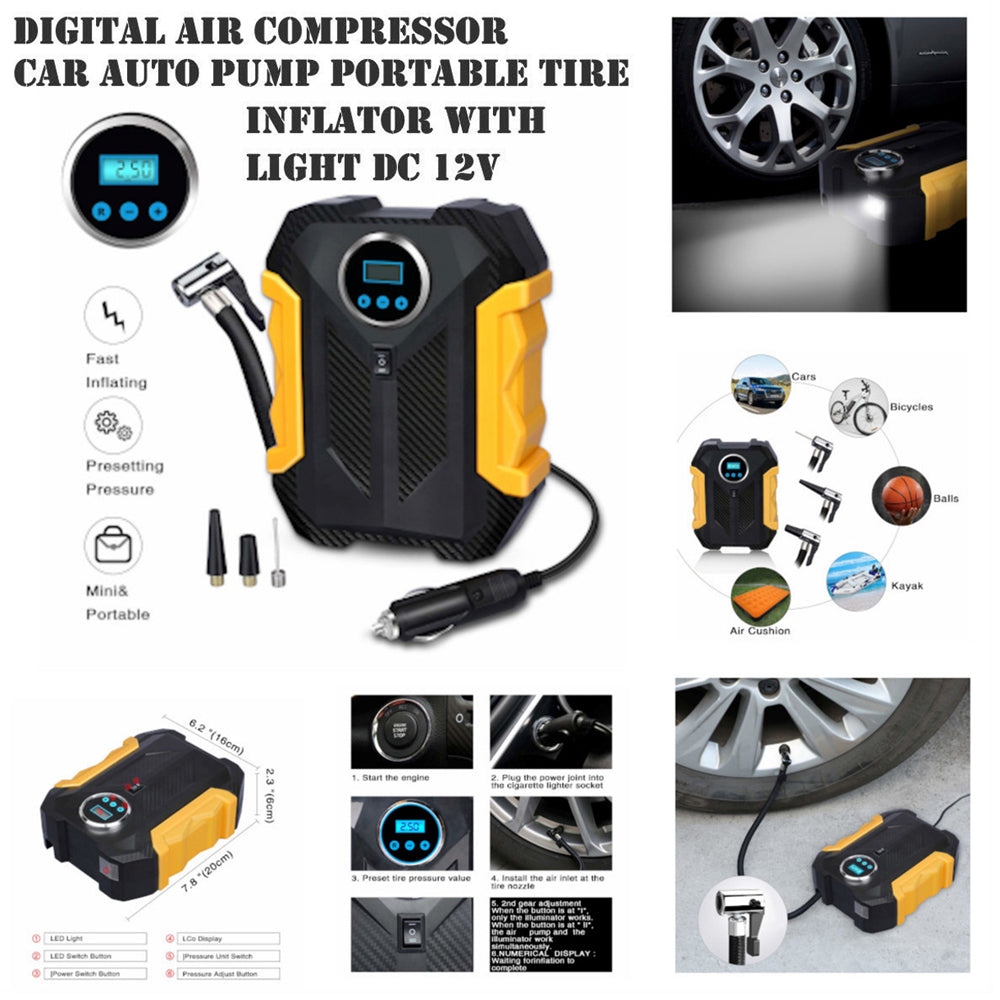 1618 Portable Electric Car Air Compressor Pump for Car and Bike Tyre 