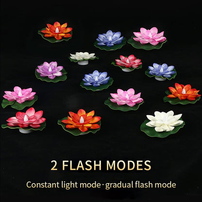 Smokeless LED Lotus Candles (2 Pc): Indoor/Outdoor Décor