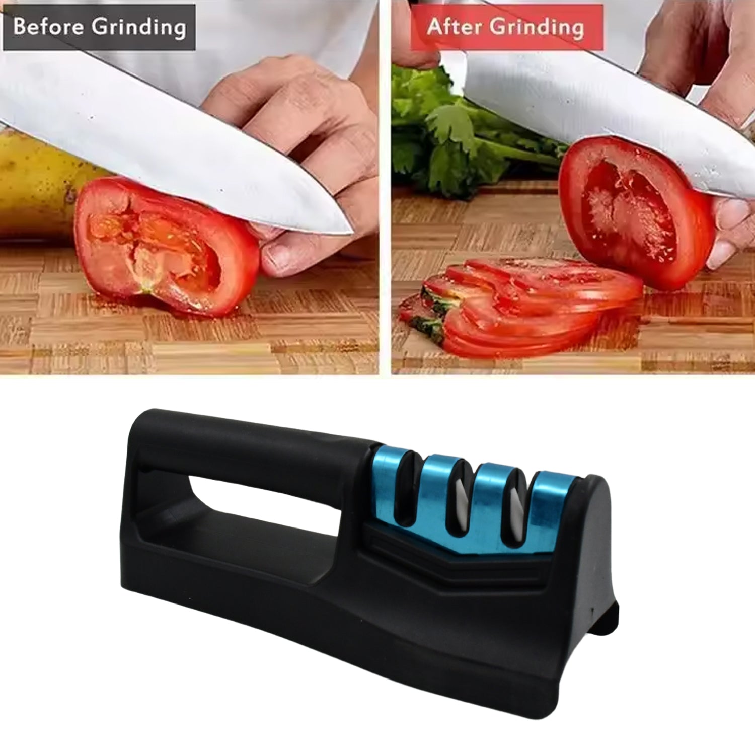 Knife Sharpener for Kitchen | Knife Sharpener with Vegetable Chopper and Fish Scale Remover | Handheld Knives & Pocket Knife Sharpener | Knife Sharpener for Chefs & Serrated Knife (9in1) - Discount Karo