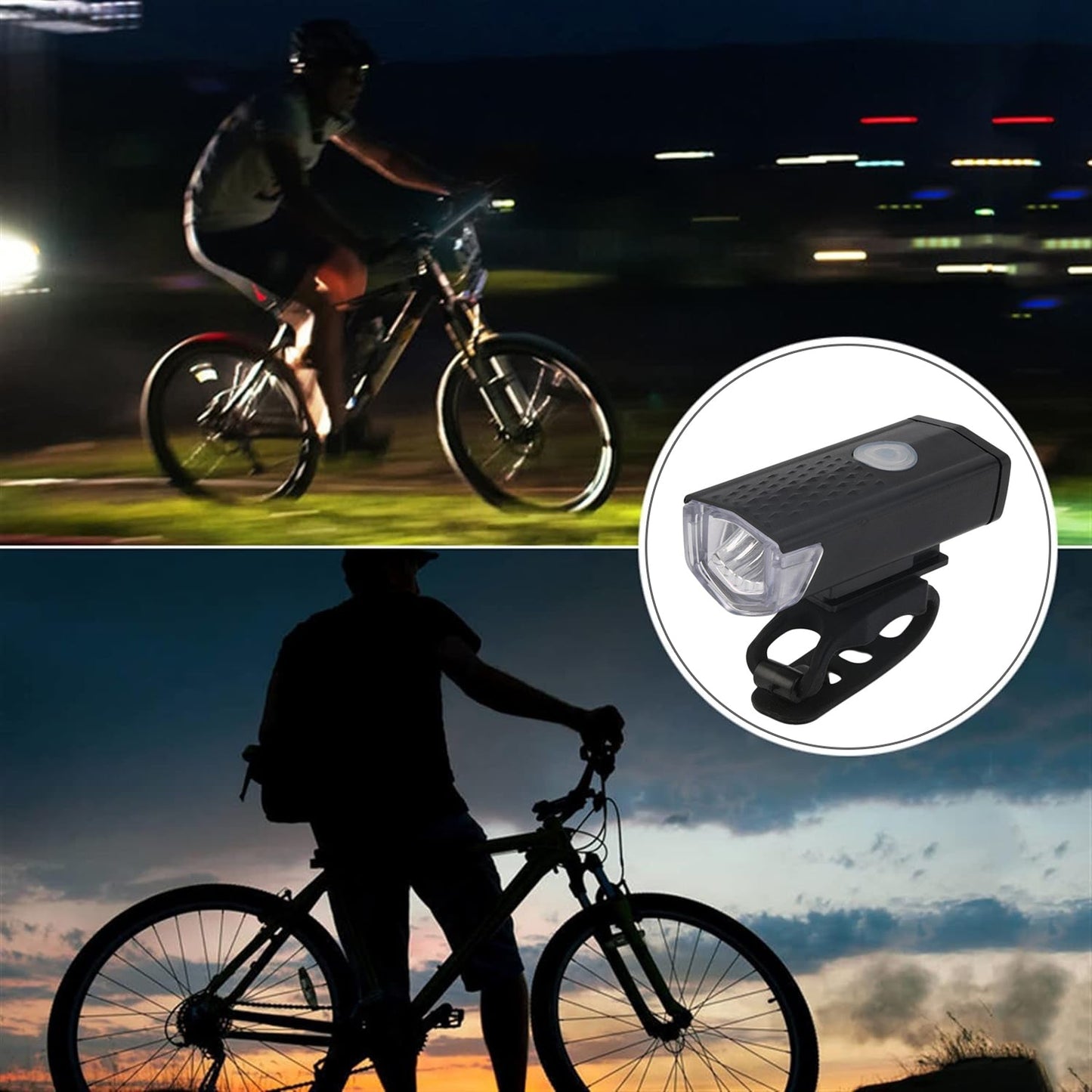 LED Bike Lights Set, USB Rechargeable Bicycle Front and Back Bike Light, Different Modes IPX6 Waterproof Headlight & Rear Light, for Safe Cycling Hiking Road Mountain Commuter Fits All Bicycles - Discount Karo