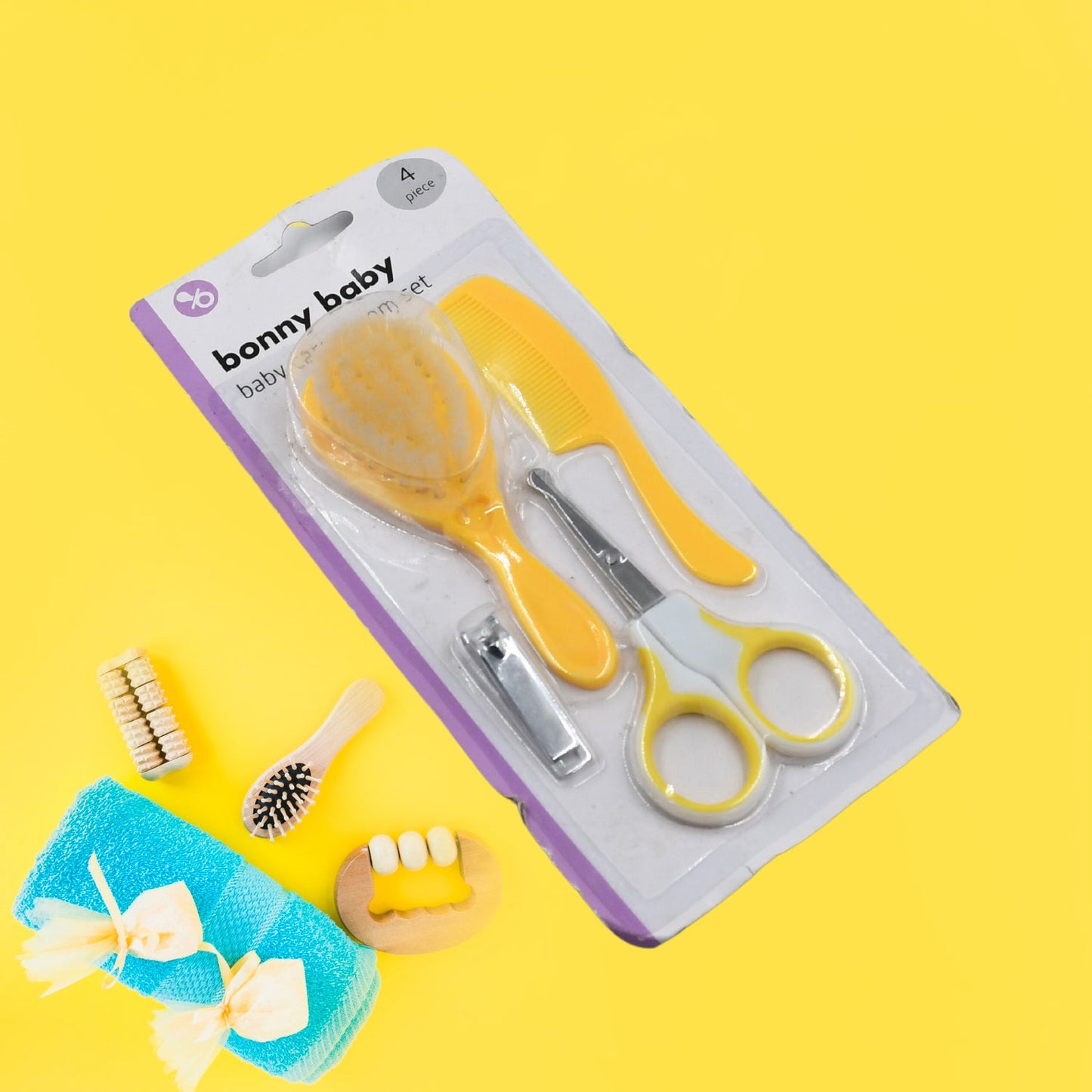 Born Baby Health Care Kit Baby Health Care And Grooming Kit 4 in 1 Nail Clipper Brush Comb Scissors Baby Safety Care Kit (4 Pcs Set) - Discount Karo