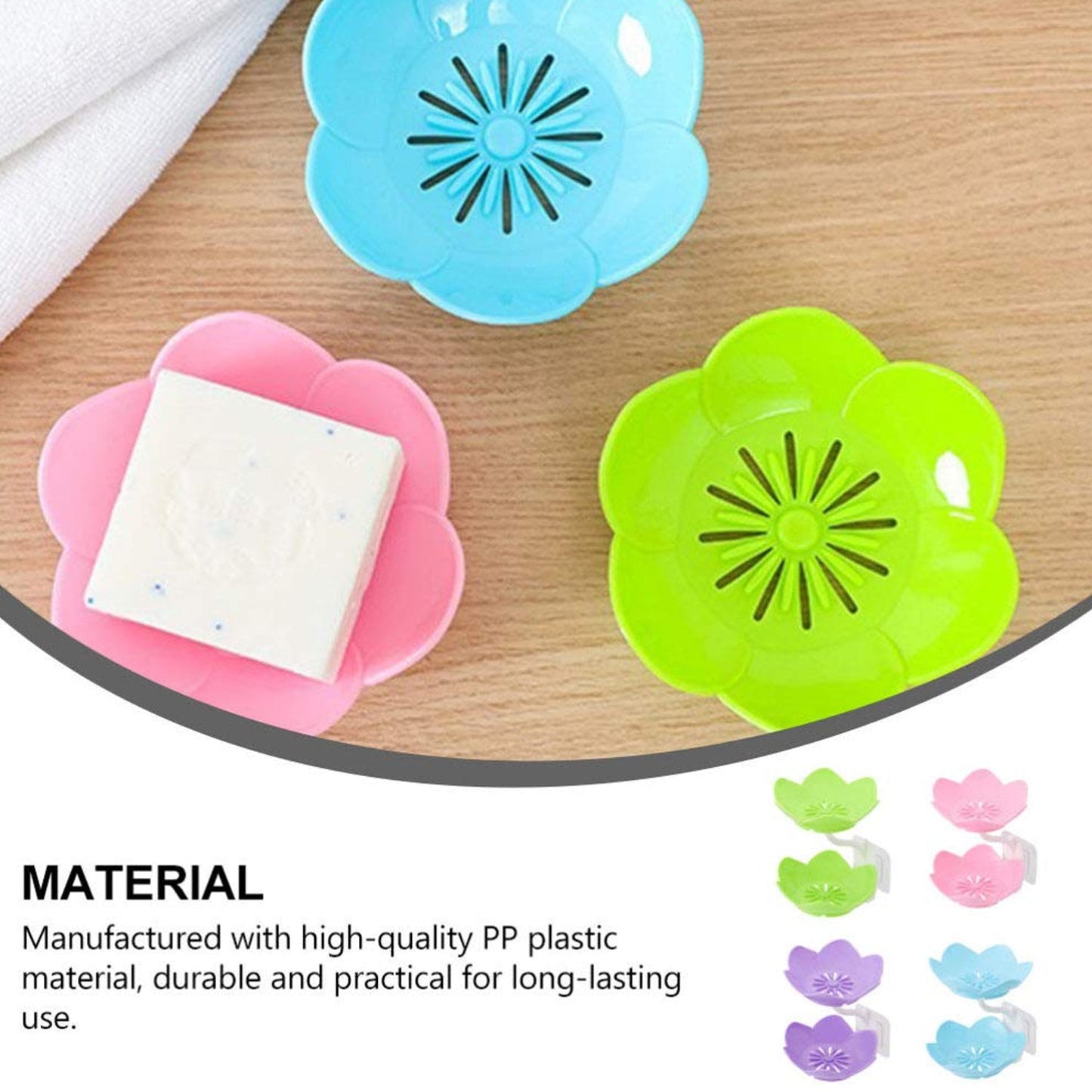 Dabble Layer Flower Self Draining Soap Dish Holder, Bathroom Shower Soap Holder Dish Storage Plate Tray for Bathroom, Kitchen, Bathtub