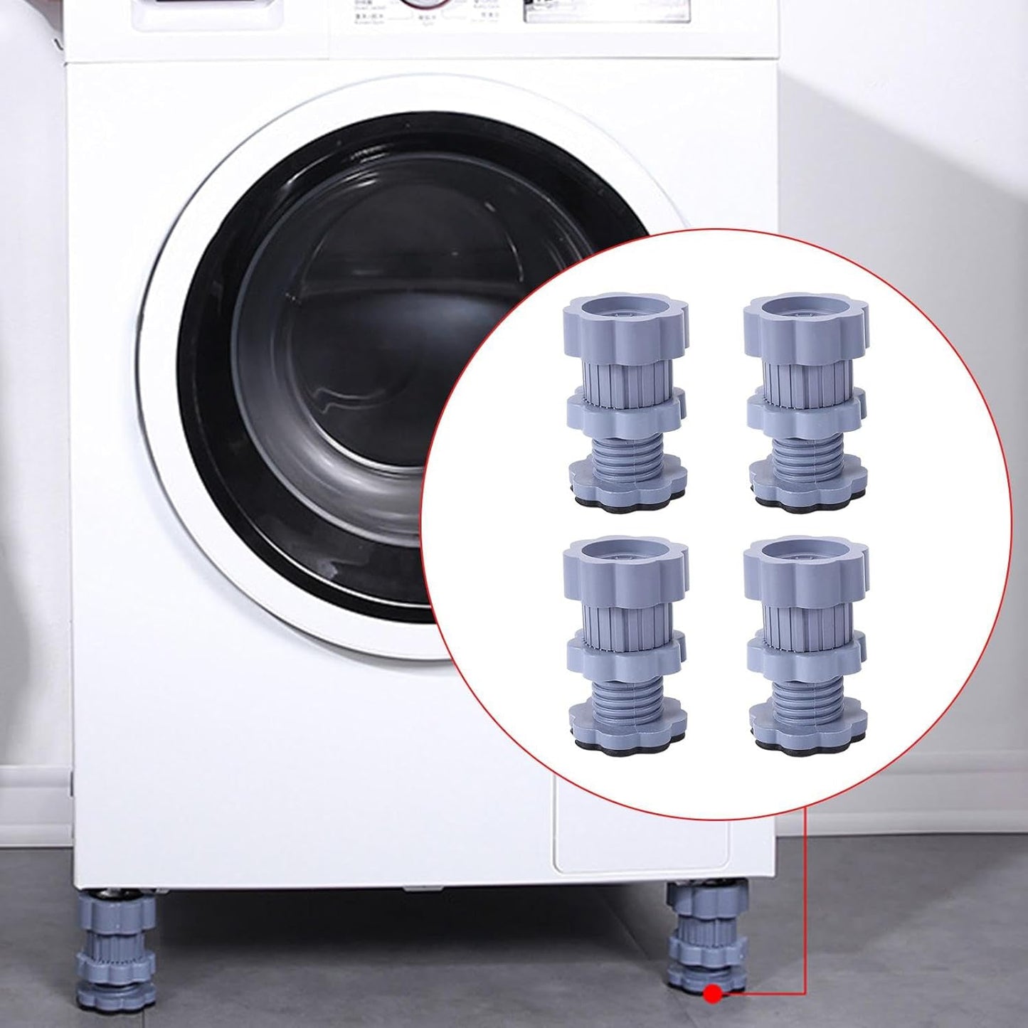 Washing machine support, anti vibration washing machine support adjustable washer anti vibrasion pads, washer & dryer pedestals, Washing Machine Accessory Anti- Skid Pad PVC Lifting Pad Non-Slip ( 4 Pc Set )