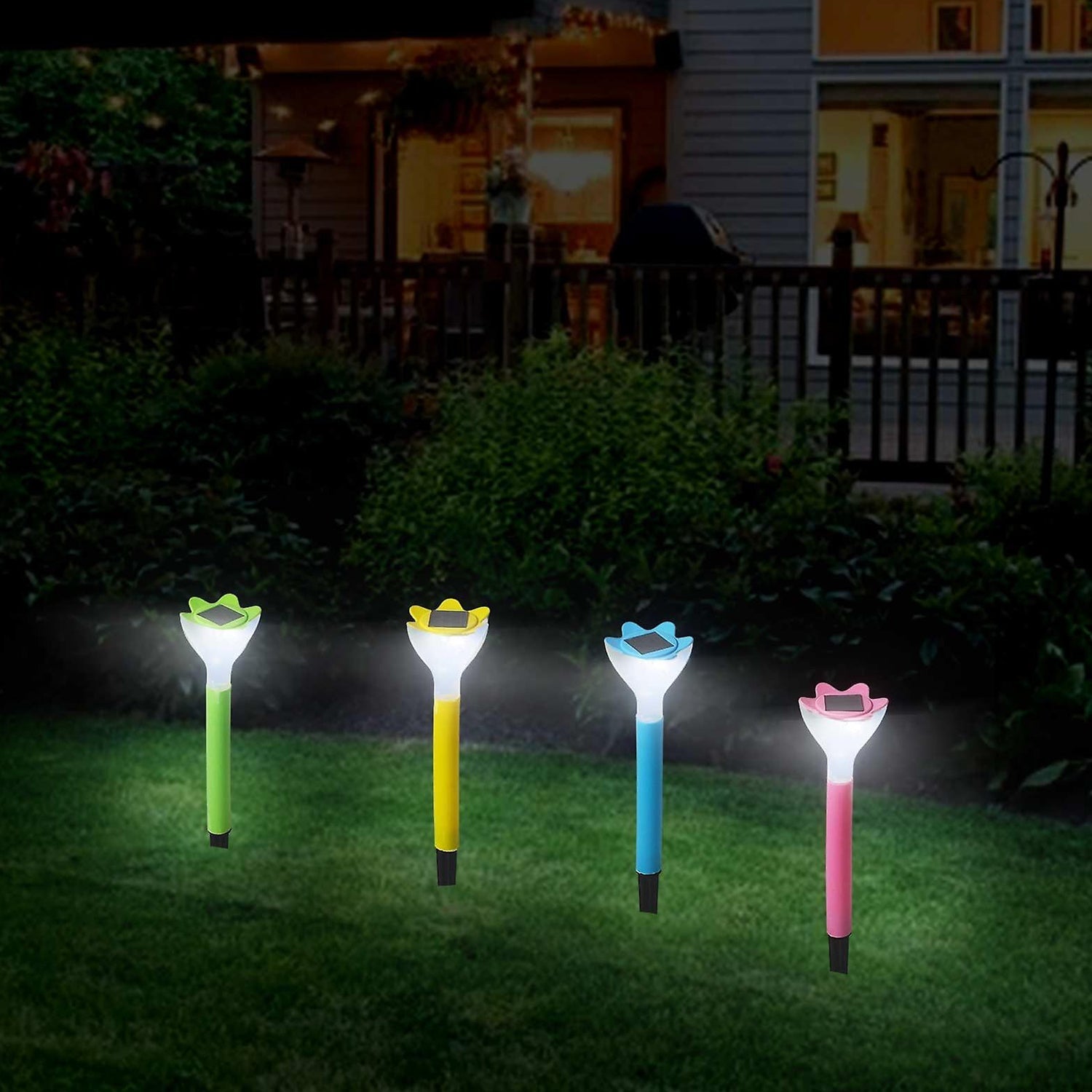 Street Light Solar Flowers Lights Road Light Flower Landscape Light Decorative Yard Lights Solar Lights Garden Stake Flower Lights Solar Landscape Light in Outdoor Spotlight (2 Pc ) - Discount Karo