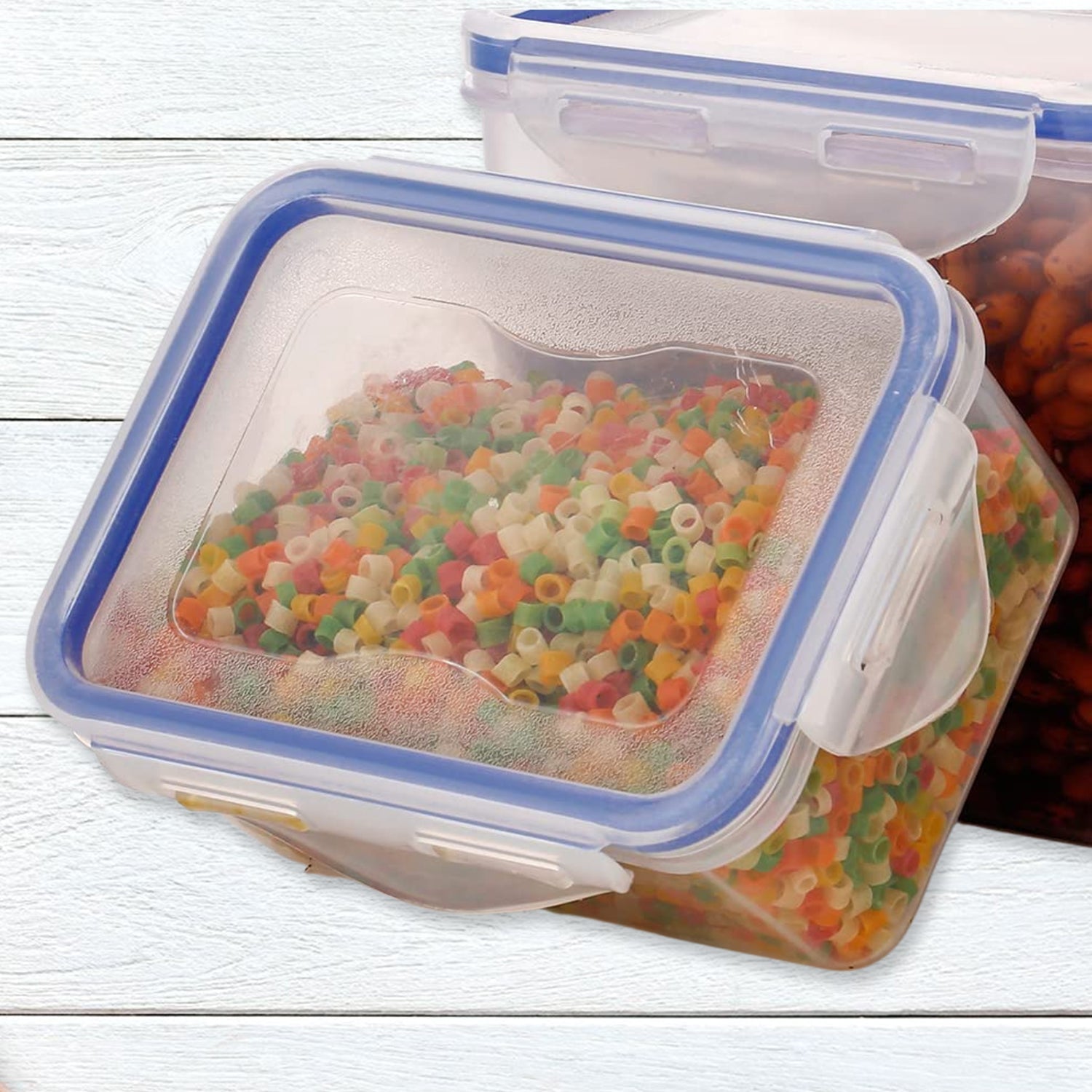 Classics Rectangular Plastic Airtight Food Storage Containers with Leak Proof Locking Lid Storage container set of 3 Pc( Approx Capacity 500ml,1000ml,1500ml, Transparent) - Discount Karo