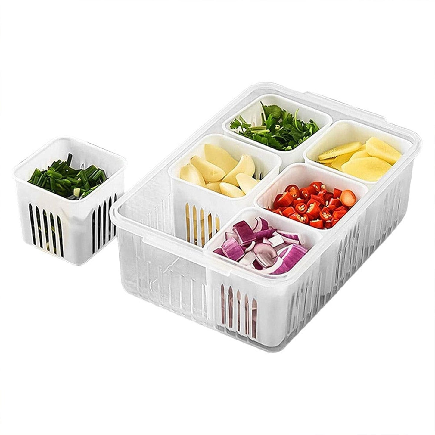 Fridge Storage Boxes Freezer Storage Containers, Container for Kitchen Storage Set, Storage in Kitchen, Vegetable Storage, Draining Crisper Refrigerator Food Box (1 Pc) - Discount Karo