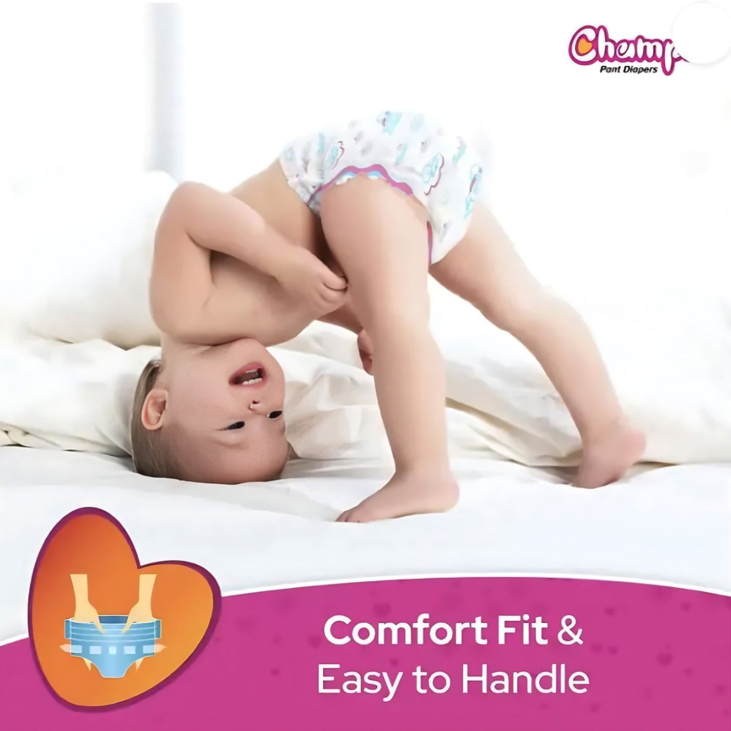 Champs Travel Diapers (Large, 10 Pcs): Leakproof, Soft & Dry, Baby Diaper Pants - Discount Karo