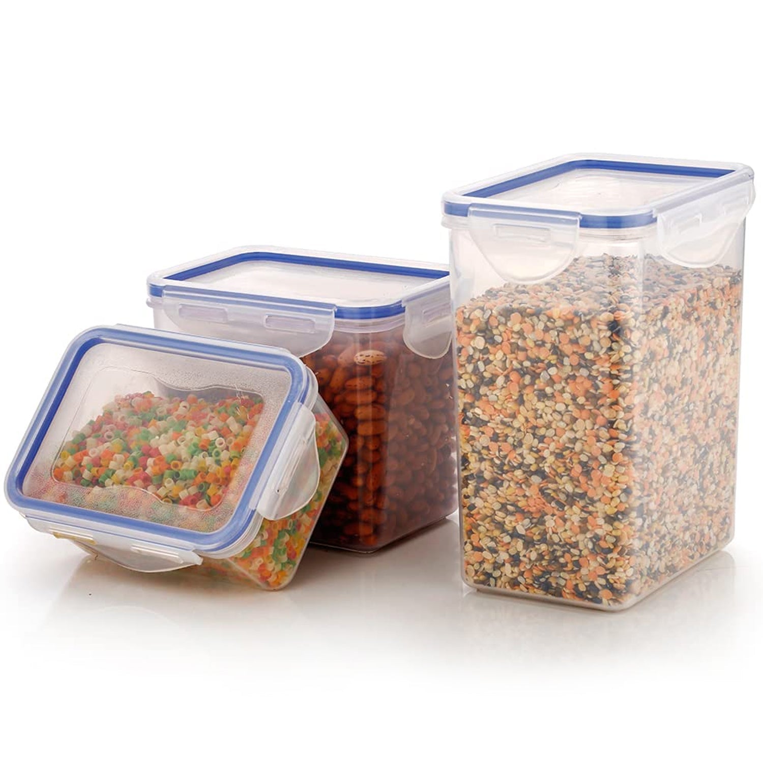 Rectangle Food Storage Containers: Airtight, Leak-Proof Lids (3-Pack, Clear ABS) - Discount Karo