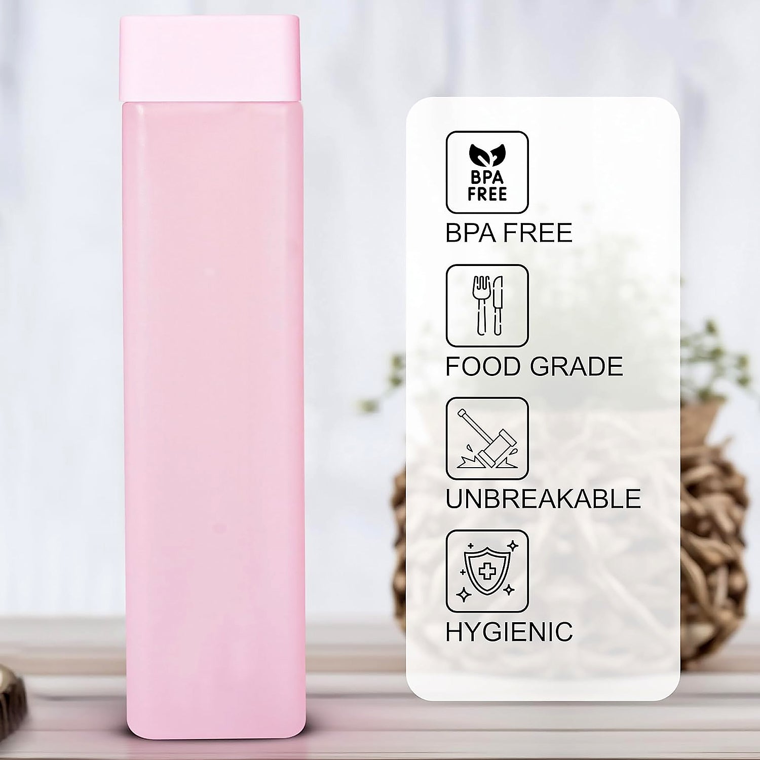 Large Capacity Plastic Water Bottle | Office Bottle | Gym Bottle | Home | Kitchen | Leakproof and BPA Free Drinks Bottle | Square Water Drink Juice Bottle Wide-Mouth BPA Free Leak-Free Lightweight (1 pc / Mix Color / 1000 ML Approx) - Discount Karo