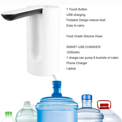 Foldable Water Dispenser, Portable Water Bottle Pump USB Charging Electric Automatic Drinking Pump, Portable Drinking Dispenser Pump for Home Kitchen Living Room Office Camping - Discount Karo