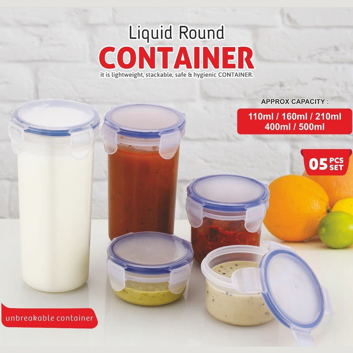 Plastic Liquid Round Airtight Food Storage Container with Leak Proof Locking Lid - Discount Karo