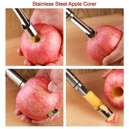 Fruit Core Stainless Steel Set, Core Remover for Apple and Pear, Kitchen Prep Tool Fruit Core Remover Tool with Soft Handle, Apple Corer Stainless Steel, Kitchen Gadget Dishwasher Safe - Discount Karo