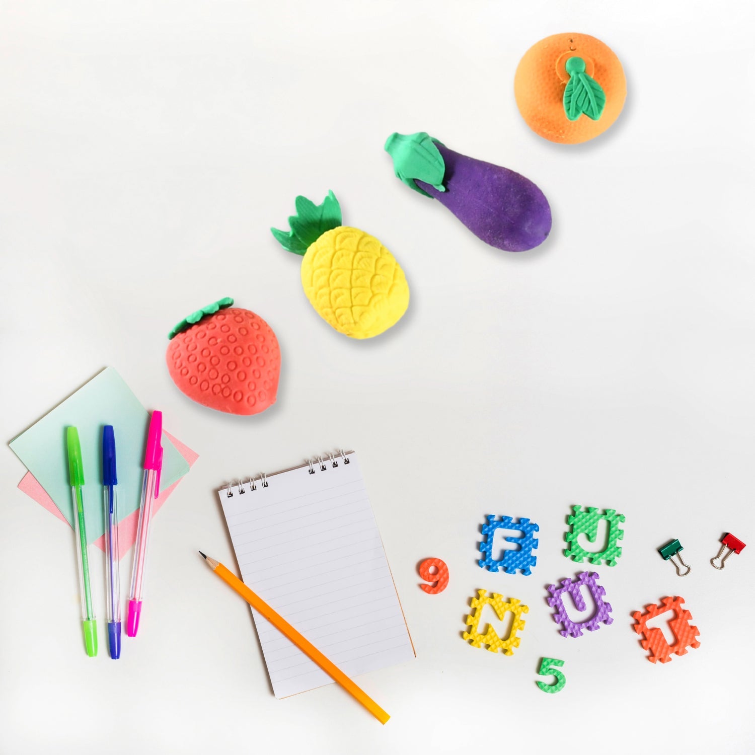 Mini Cute Vegetables and Fruits Erasers or Pencil Rubbers for Kids, 1 Set Fancy & Stylish Colorful Erasers for Children, Eraser Set for Return Gift, Birthday Party, School Prize, 3D Erasers  (4 pc Set) - Discount Karo