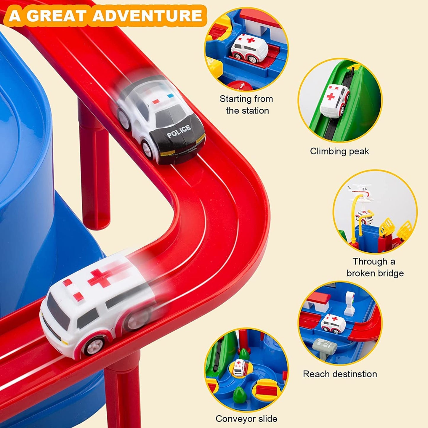 Car Adventure Toys, City Rescue Preschool Toy, Race Tracks for Boys, Parent-Child InterDraft Kids Race Car Track Play sets (Adventure Toy) - Discount Karo