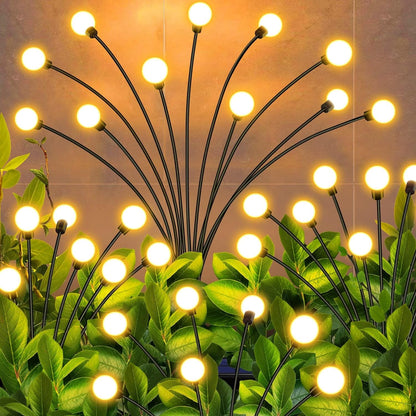 Solar Garden Lights, Solar - Powered Firefly Lamp, New Upgraded Solar Firefly Lights Outdoor Waterproof, Solar Outdoor Decorative Lights for Yard Gardening Patio Backyard Pathway Décor (2 PCS Set 12 LED (Warm Light)) - Discount Karo