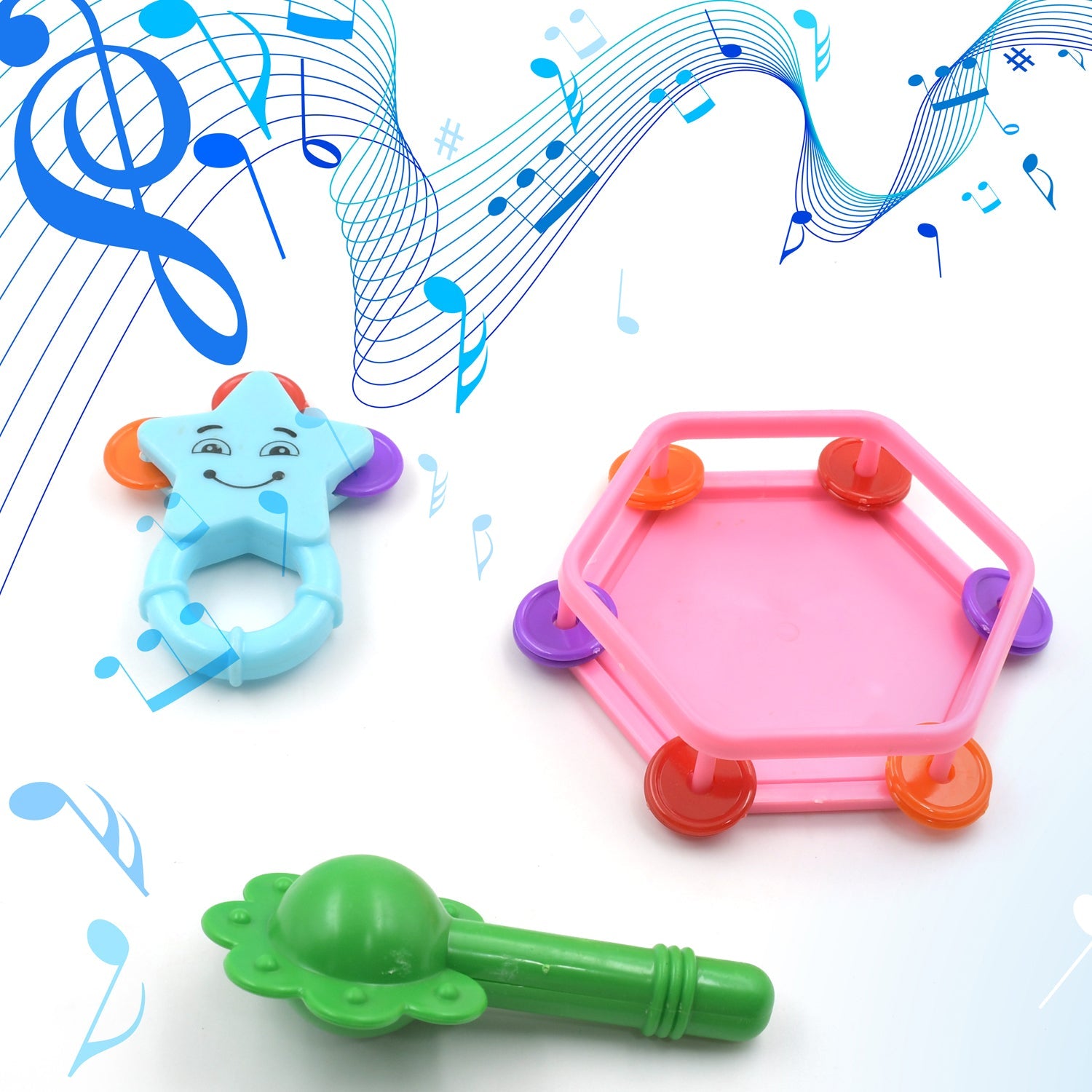 Musical Gallery Khanjari Musical Instrument Toy Baby Play Toy Fun Return Gift for Kids Birthday  (3 Pc Set) - Discount Karo