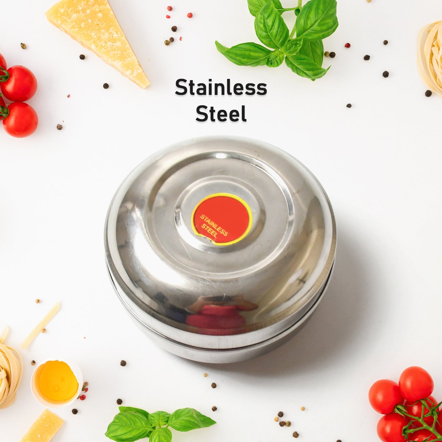 Multi-Purpose Stainless Steel Round Shape Tiffin Box - Small Gift For Baby Girl And Baby Boy For Office, School / Tuition / Picnic (big) - Discount Karo