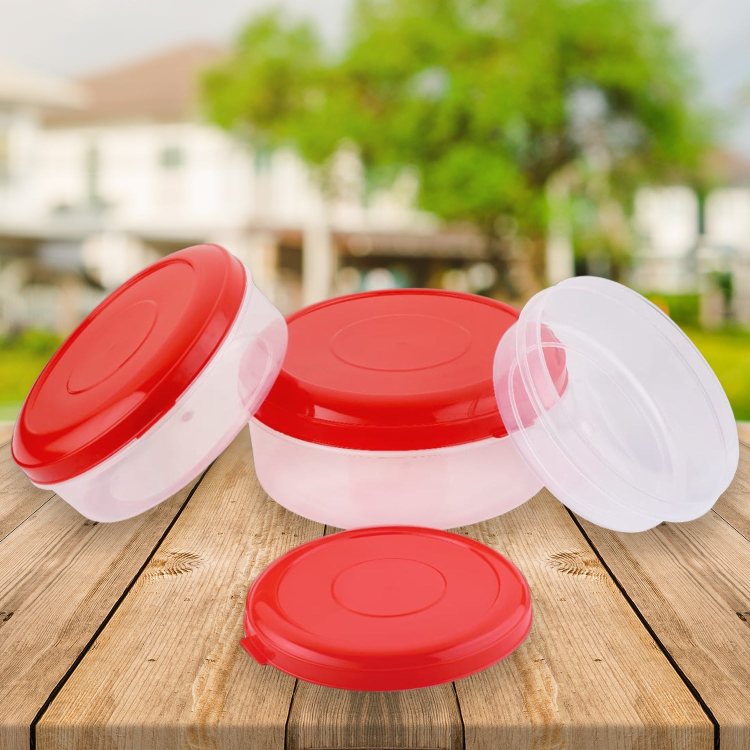 Heavy Plastic Material Stackable & Reusable Classic Round Plastic Big Storage Container Box For Kitchen & Home Organization (PACK OF 3) - Discount Karo