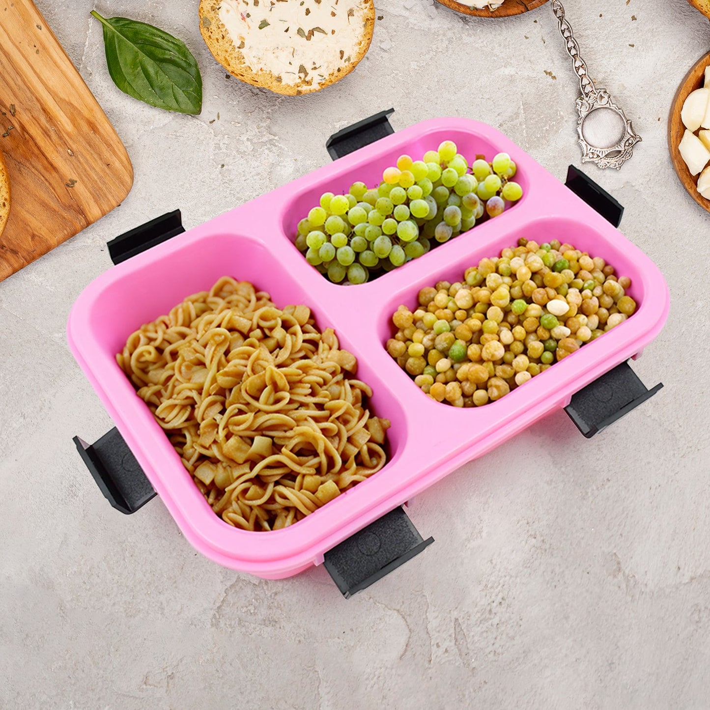 Plastic 3 Compartment Insulated Lunch Box, Lunch Box (1 Pc) - Discount Karo