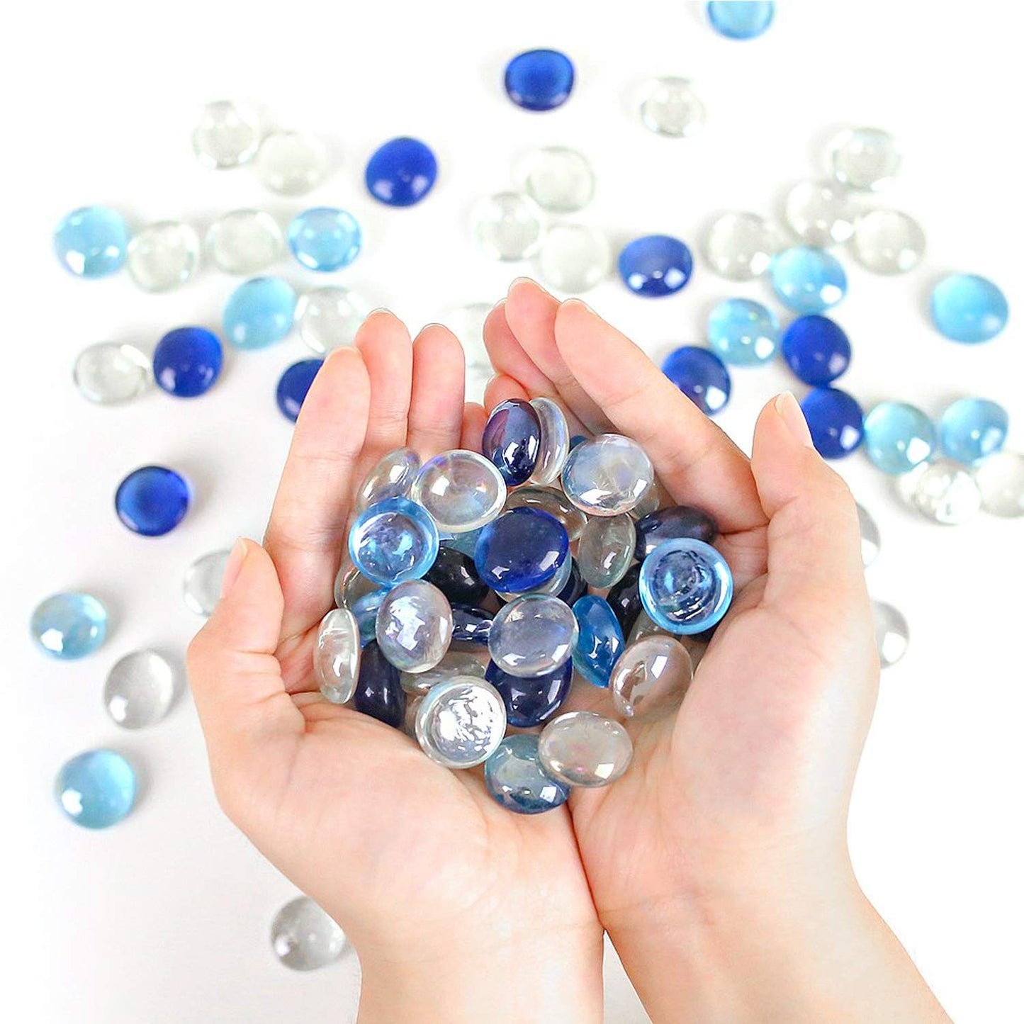 4980 Glass Gem Stone, Flat Round Marbles Pebbles for Vase Fillers, AttrDraft pebbles for Aquarium Fish Tank. 