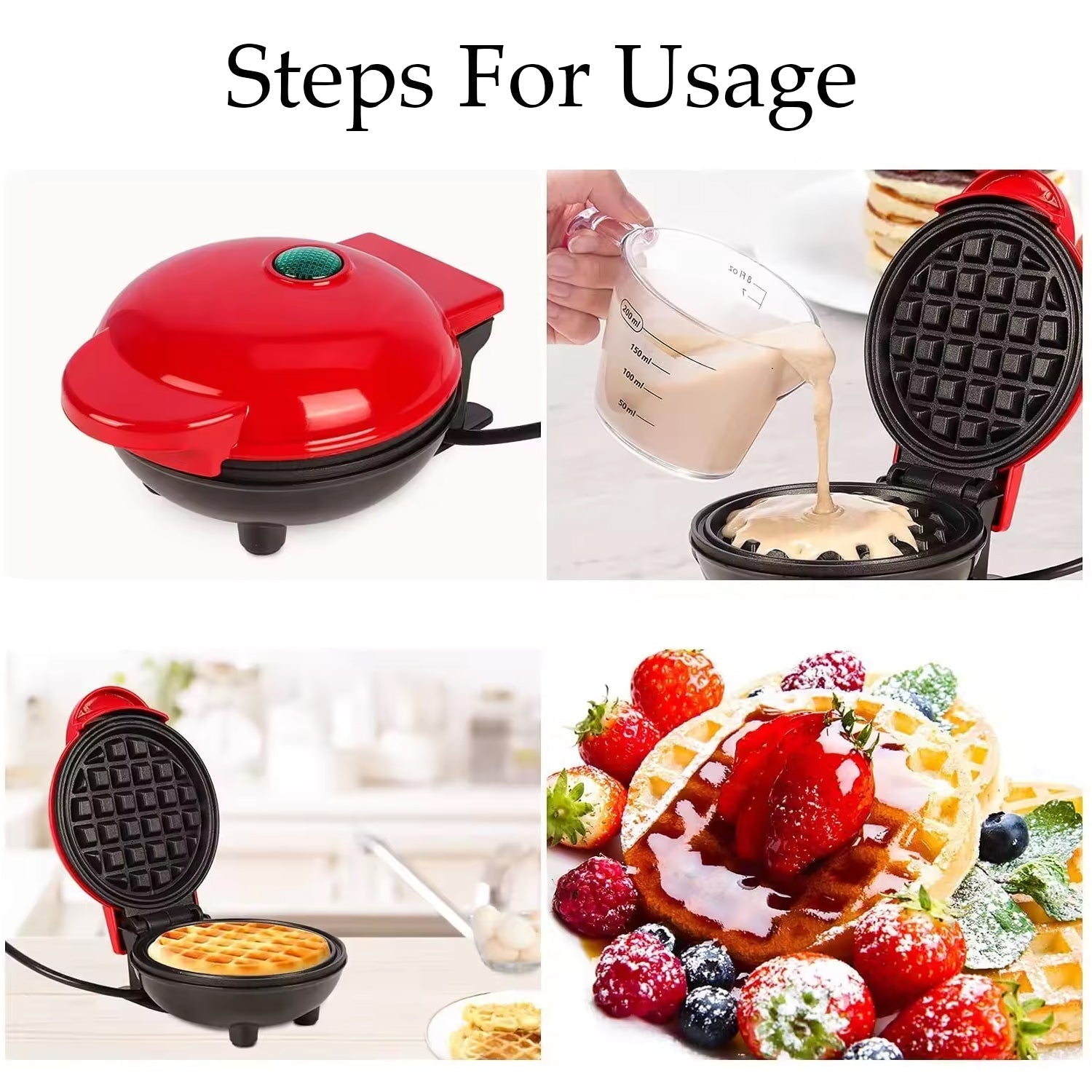 Mini Waffle Maker Machine Waffle Iron Home Appliances Kitchen Gift Easy To Clean, On-Stick Surfaces, Perfect Breakfast, Dessert, Sandwich, Pan Cakes, Paninis / Other Snacks Machine - Discount Karo