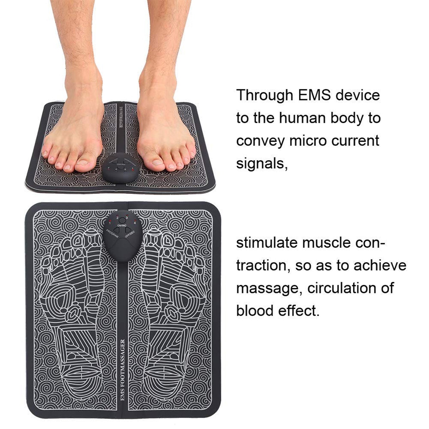 EMS Foot Massager, Electric Feet Massager, Deep Kneading Circulation Foot Booster for Feet and Legs Muscle Stimulator, Folding Portable Electric Massage Machine (Mix Design) - Discount Karo