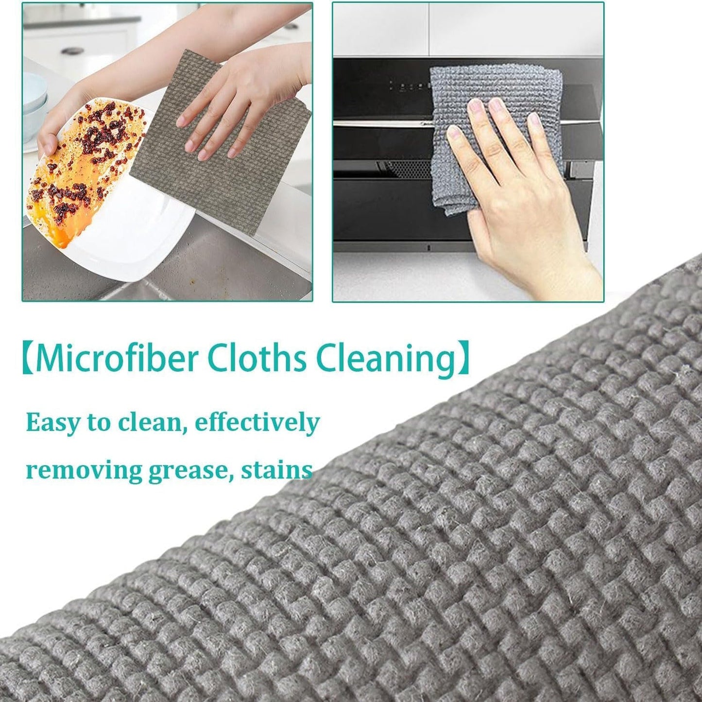 Durable Kitchen Scrub Cloth, Microfiber Cleaning Cloth Roll, Kitchen Wear-Resistant Cloth 20×22cm, Multipurpose Cleaning Cloths for Kitchen (1pc) - Discount Karo