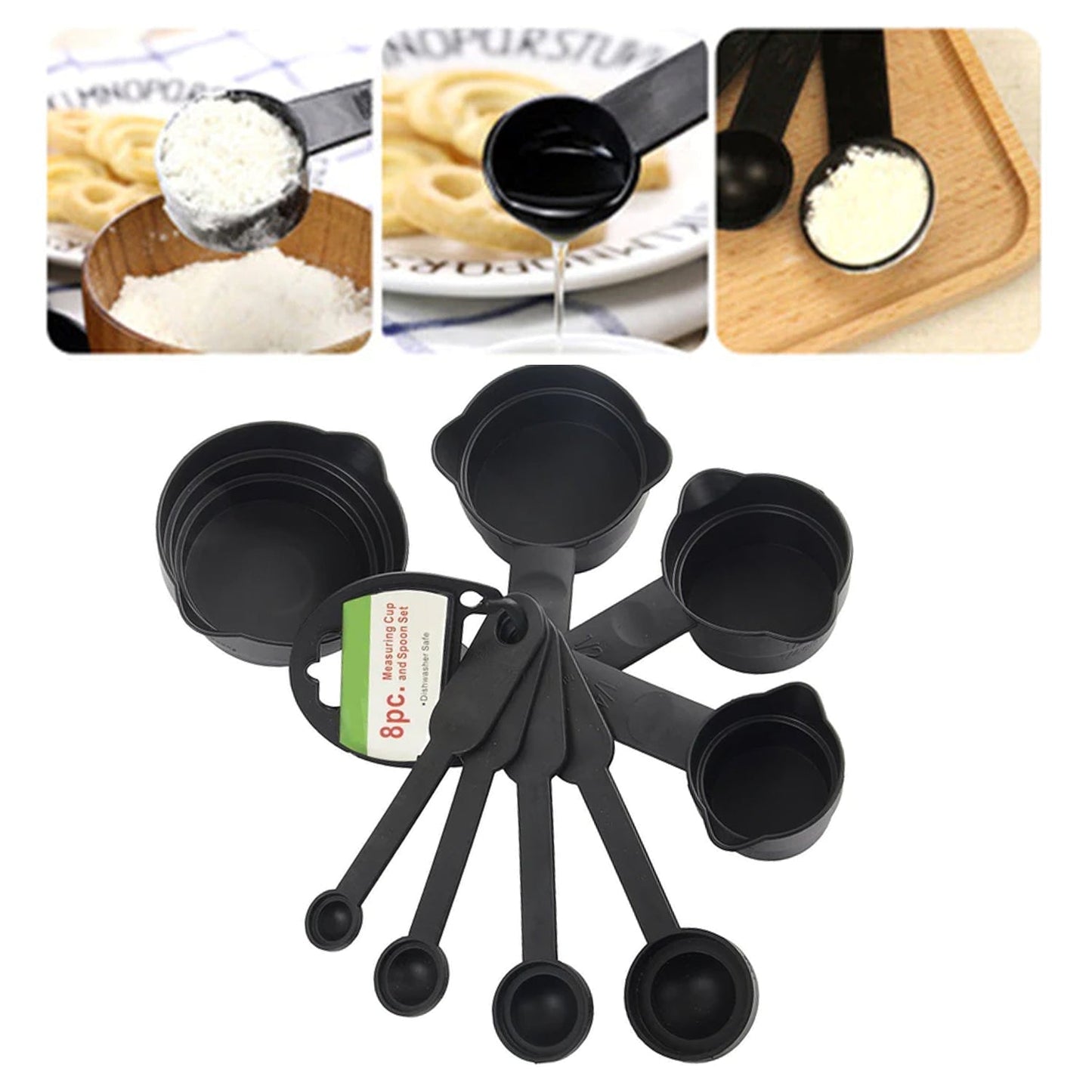 106 Plastic Measuring Cups and Spoons (8 Pcs, Black) Discount Karo