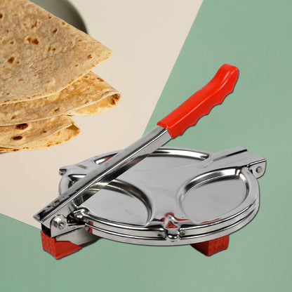 PURI PRESS MAKER - STAINLESS STEEL PURI MAKER PRESS MACHINE - ROTI CHAPATI PRESSER FOR HOME - PAPAD-KHAKHRA- PURI MAKER PRESS MACHINE WITH HANDLE, MANUAL PURI MAKER (MEDIUM) - Discount Karo