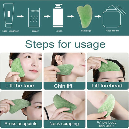 Gua Sha Stone and Anti Aging Jade Roller Massager for Face Massage Natural Face Skincare Massager & Face Roller Massager for Women | Face Shaper Jade Roller and Gua Sha Set for Glowing Skin - Discount Karo